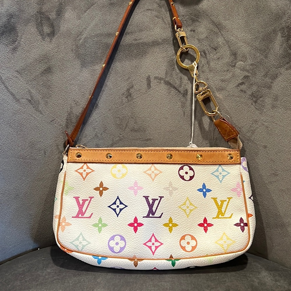 TAKASHI MURAKAMI X LOUIS VUITTON WHITE MONOGRAM MULTICOLORE POCHETTE